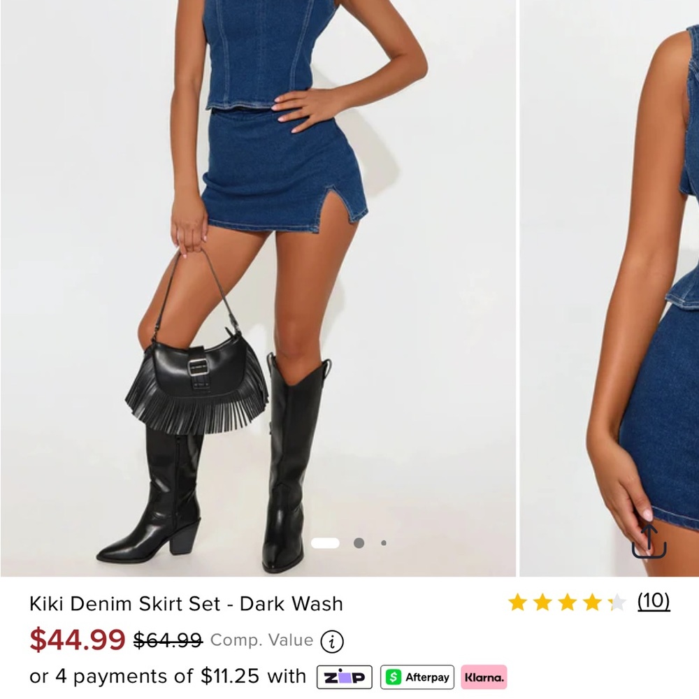 Fashion Nova Dark Wash Denim Skirt Set